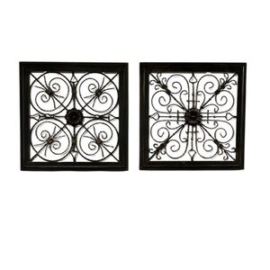 2 Square Medallion Style Wall Art Bronze Finish